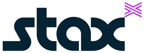 An image of the Stax logo in black and purple